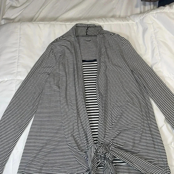 Women’s a.n.a Long Sleeve Shirt - Black & White Stripes, Size M - Picture 3 of 7